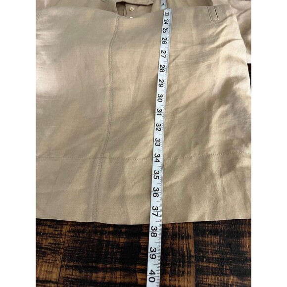 Faconnable Dress Womens XS Beige Belted Utility Shirt Linen Blend Pockets Safari - Picture 5 of 6